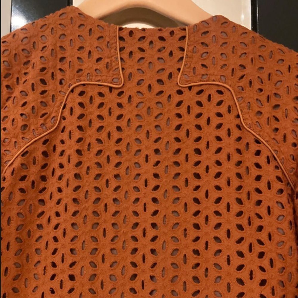 JOHANNA ORTIZ Magical Discipline Burnt Orange Eyelet Cotton Dress Size US 2 - Picture 9 of 12